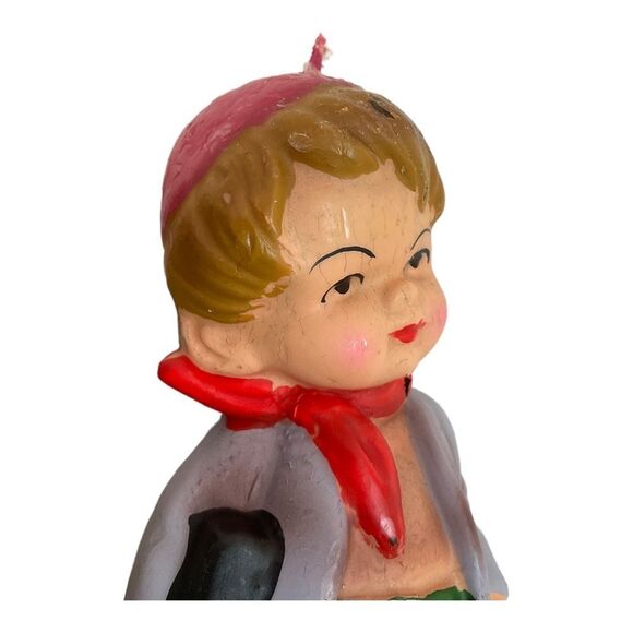 Vintage Candle Boy And Girl  Holding A Book  with One Rabbit. 7”. - Picture 12 of 14